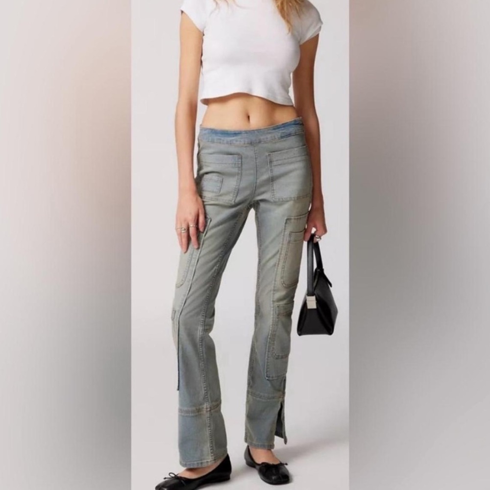 BDG light wash denim cargo pants jeans